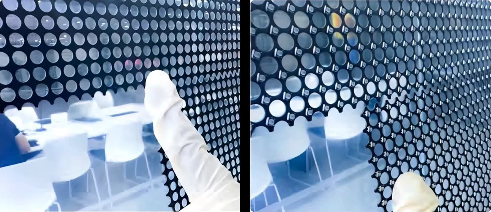 LED хальсыг шилэн дээр гараар нааж байгаа нь